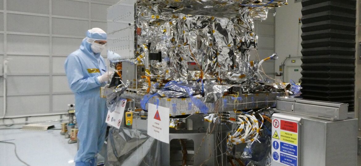 First_CO2M_satellite_being_prepped_for_testing_pillars